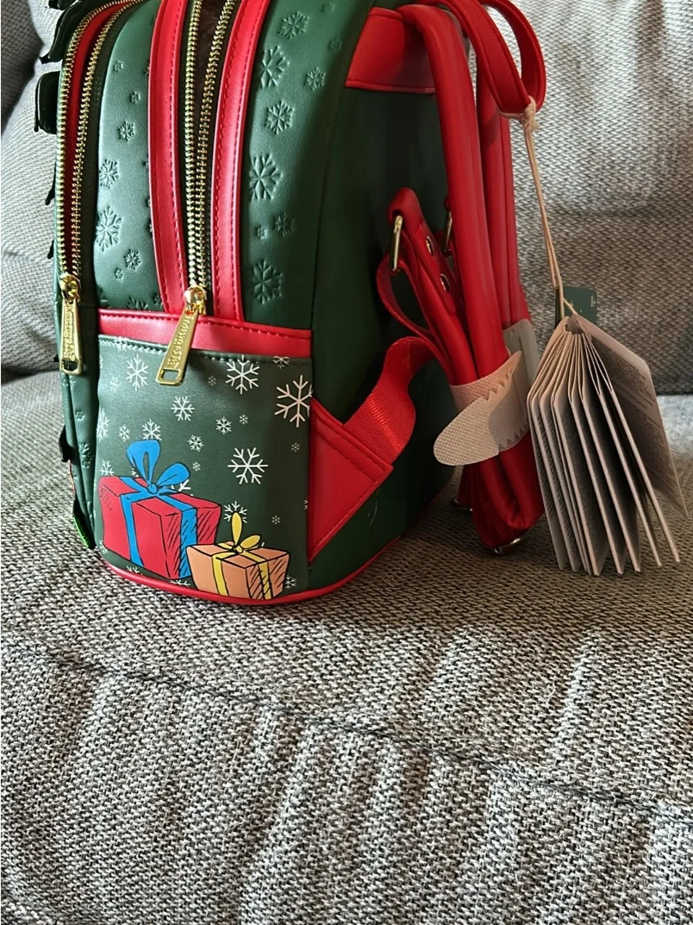 Loungefly Green Grinch Christmas Tree Backpack lights up star